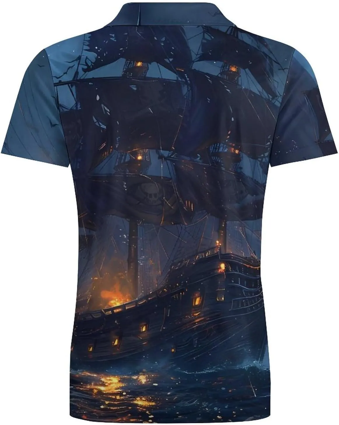 Sailboat Sailing on Sea Men's Polo Shirt Short Sleeve Print T Shirt Slim Fit Golf Shirt Collared Tee Casual Top