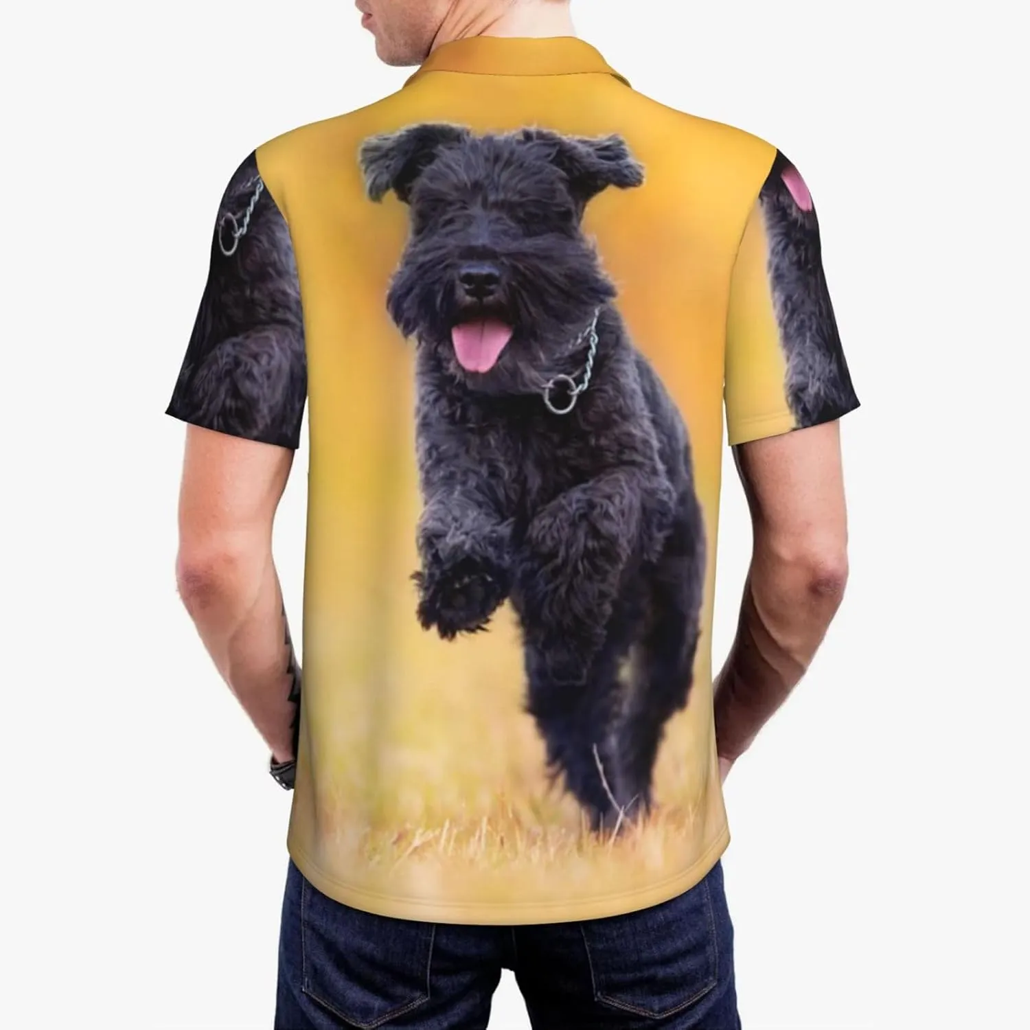 Schnauzer Men'S Casual Polo Shirt, Quick-Drying Moisture-Wicking Stretch Golf Shirt Tennis Shirt