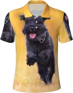 Schnauzer Men'S Casual Polo Shirt, Quick-Drying Moisture-Wicking Stretch Golf Shirt Tennis Shirt