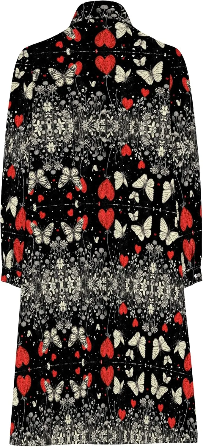 Shirt Dress for Women Button Down Long Sleeve Dress Casual Plus Size Printed Loose Dress with Pockets