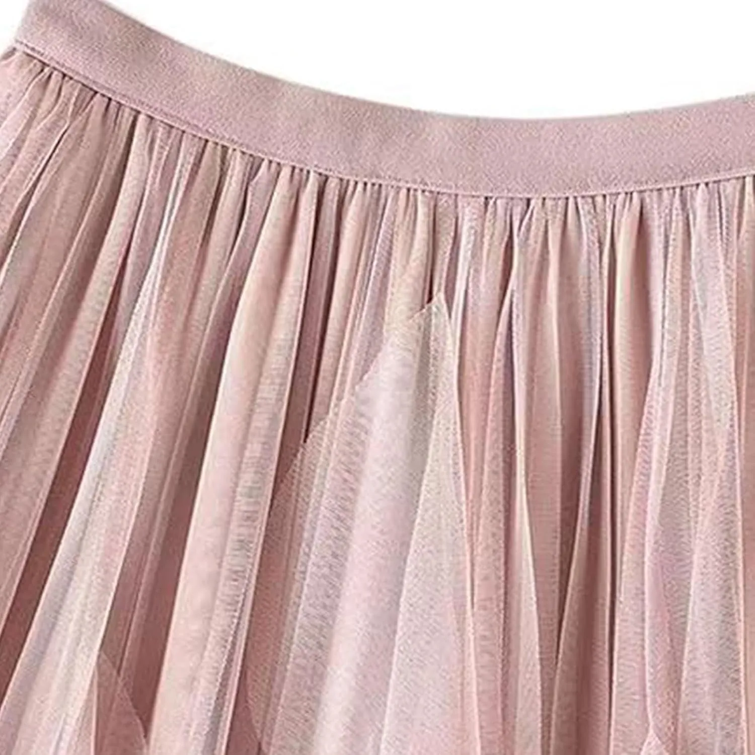 Skirts for Women High Waist Floral Mesh Midi Skirts Fairy Elastic Waist Layered Tulle Skirt Bohemia A-line Skirt
