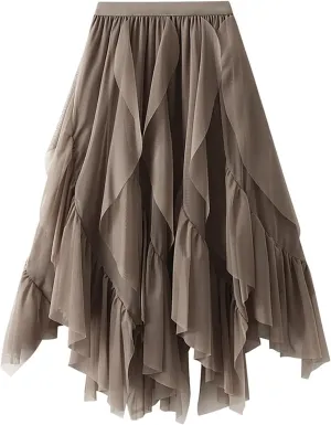 Skirts for Women Trendy Women's A Line Pleated Cheer Skirt Elastic Waistband High Waist Midi Skirts Irregular