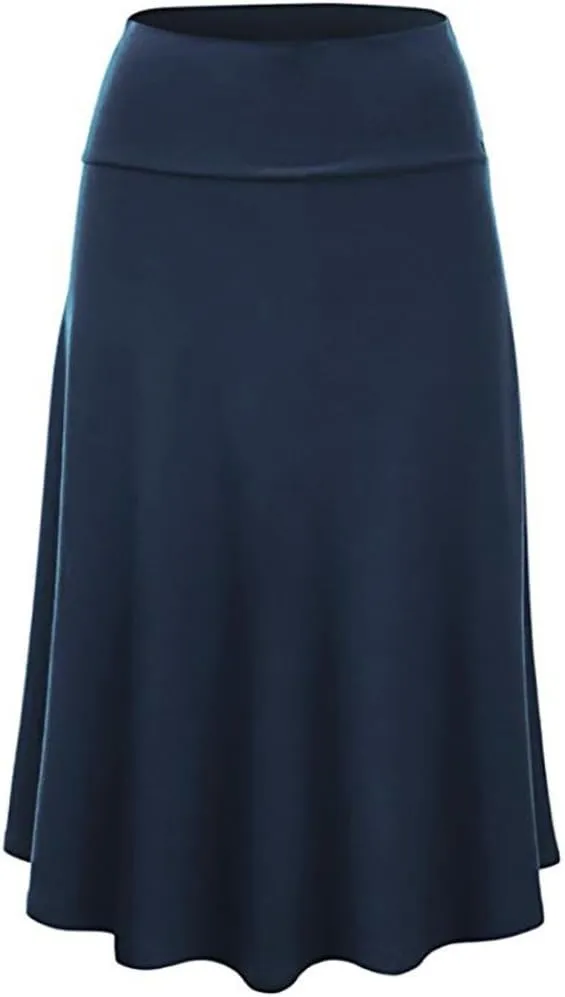 Skirts for Women's Plus Size Solid Flare Hem High Waist Midi Skirt Sexy Uniform Pleated Skirt