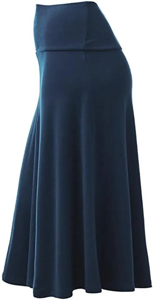 Skirts for Women's Plus Size Solid Flare Hem High Waist Midi Skirt Sexy Uniform Pleated Skirt