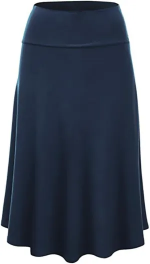 Skirts for Women's Plus Size Solid Flare Hem High Waist Midi Skirt Sexy Uniform Pleated Skirt