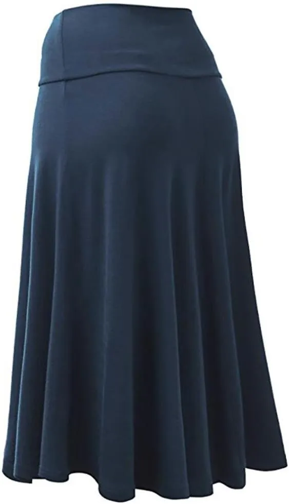 Skirts for Women's Plus Size Solid Flare Hem High Waist Midi Skirt Sexy Uniform Pleated Skirt