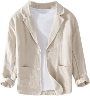Spring Men's Striped Shirt Casual Linen Jacket Loose Simple Shirt