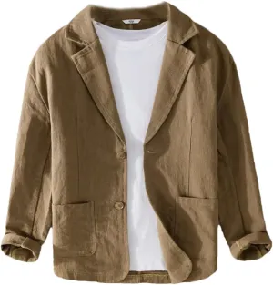 Spring Men's Striped Shirt Casual Linen Jacket Loose Simple Shirt