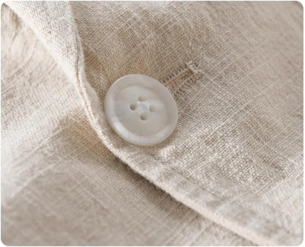 Spring Men's Striped Shirt Casual Linen Jacket Loose Simple Shirt