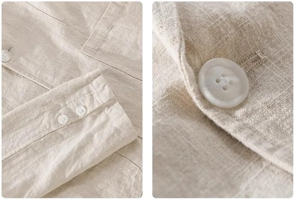 Spring Men's Striped Shirt Casual Linen Jacket Loose Simple Shirt