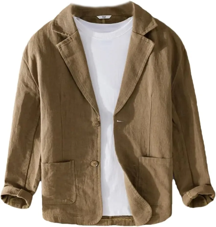 Spring Men's Striped Shirt Casual Linen Jacket Loose Simple Shirt