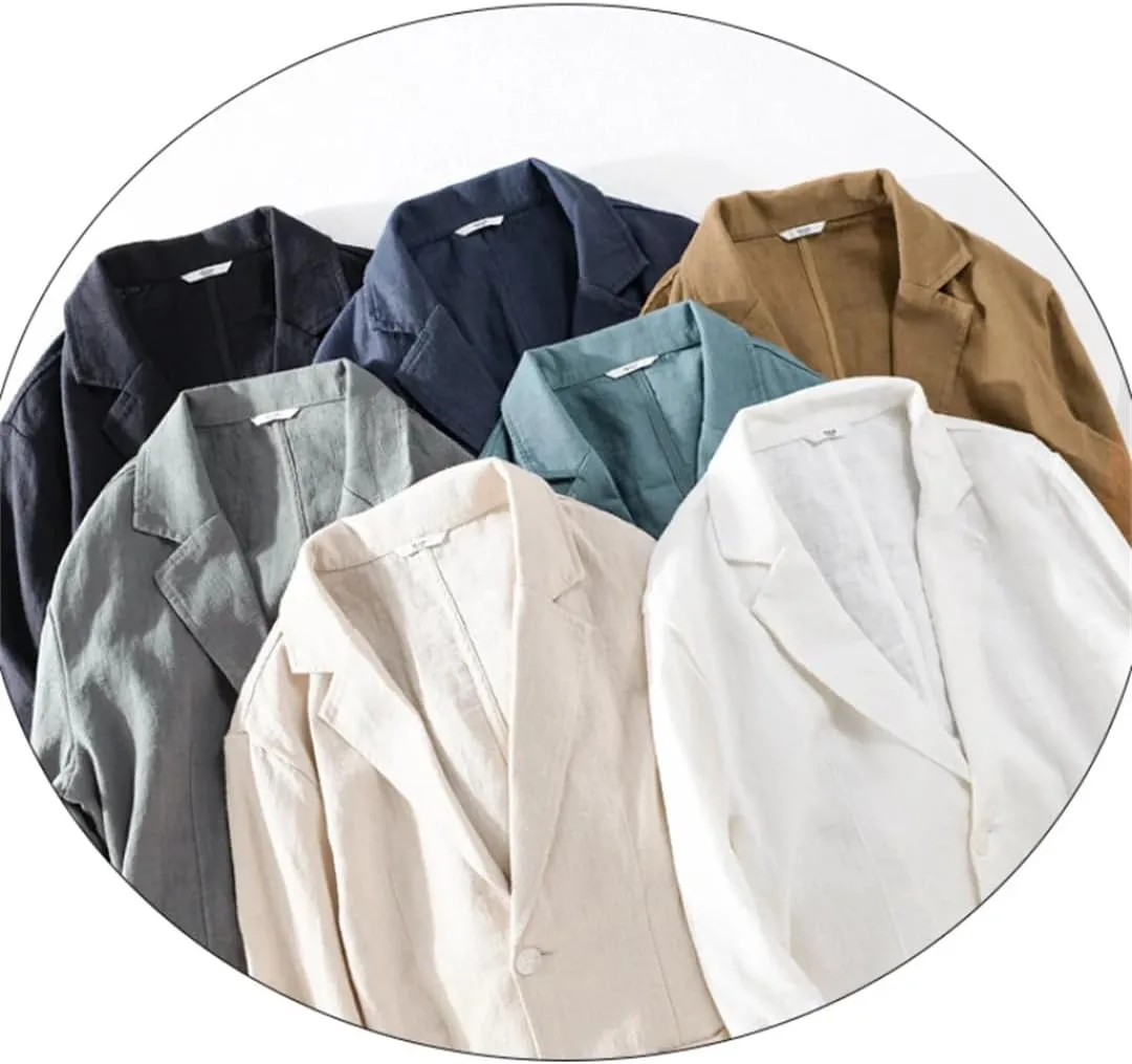 Spring Men's Striped Shirt Casual Linen Jacket Loose Simple Shirt