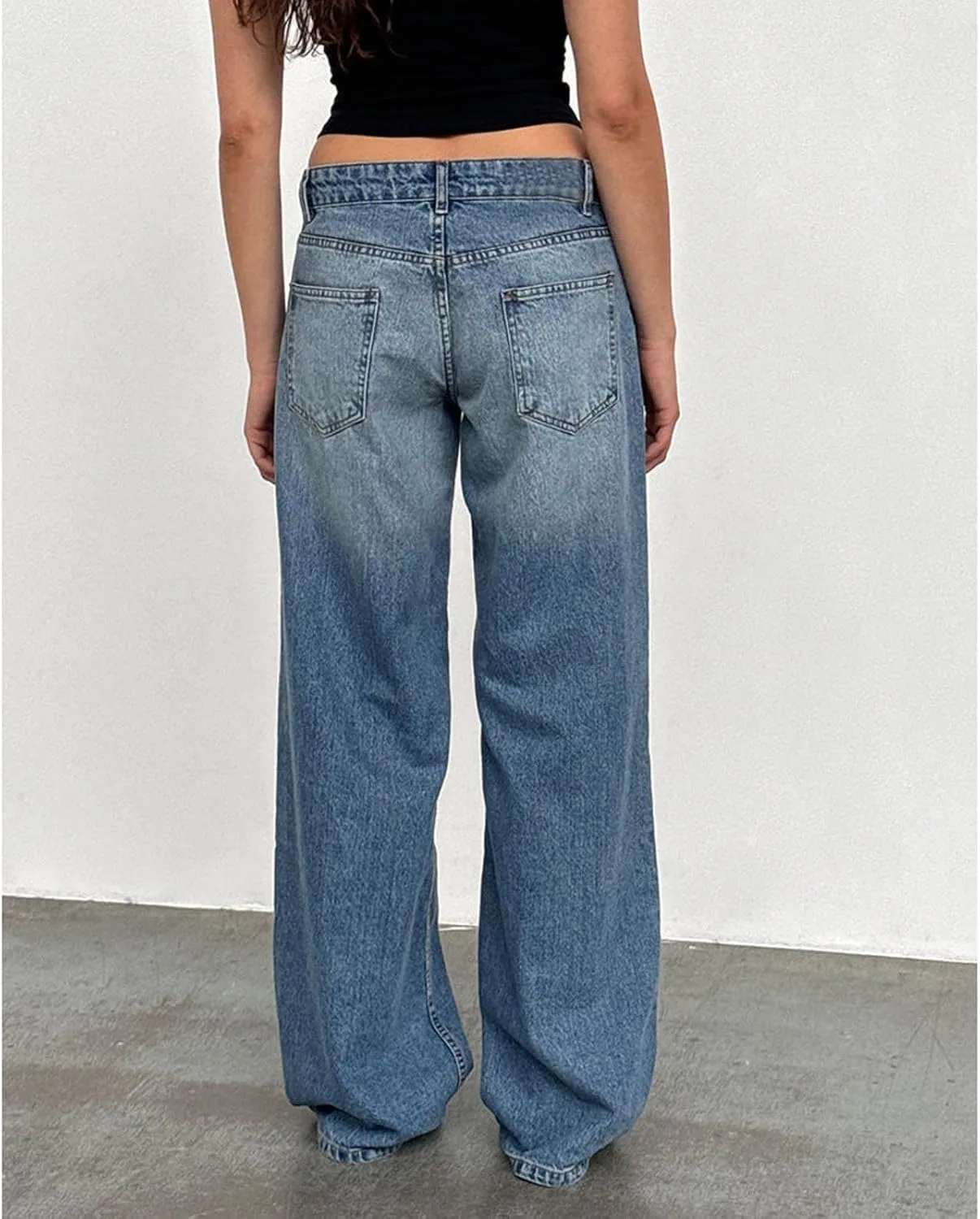 Straight Leg Jeans for Women, Womens Baggy Jeans High Waisted Trendy Cargo Trousers Summer Stretchy Petite Baggy