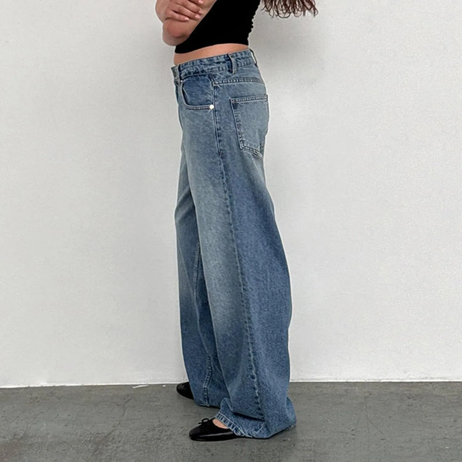 Straight Leg Jeans for Women, Womens Baggy Jeans High Waisted Trendy Cargo Trousers Summer Stretchy Petite Baggy