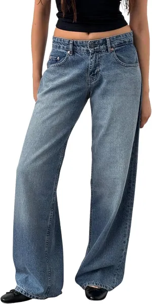 Straight Leg Jeans for Women, Womens Baggy Jeans High Waisted Trendy Cargo Trousers Summer Stretchy Petite Baggy
