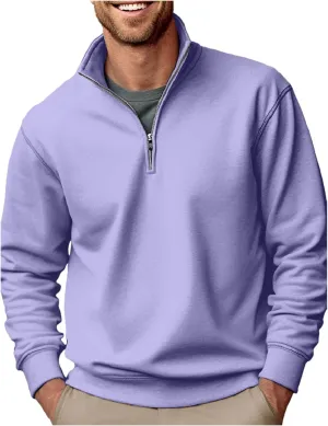 Sweatshirts for Men 2024 Fall Casual Stand Collar Button Up Pullover Sweatshirts Casual Loose Athletic Shirt Top