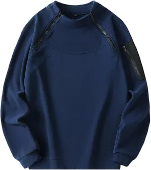 Sweatshirts for Men Tactical Crewneck Sweatshirt Oversized Pullover Shirt Long Sleeve Shirts Plain Tops Fall Trendy