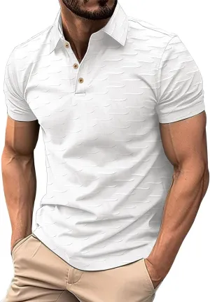 T Shirts Men and Fashionable Thousand Bird Grid Color Blocking Button Standing Collar Short Sleeved Golf Shirts for