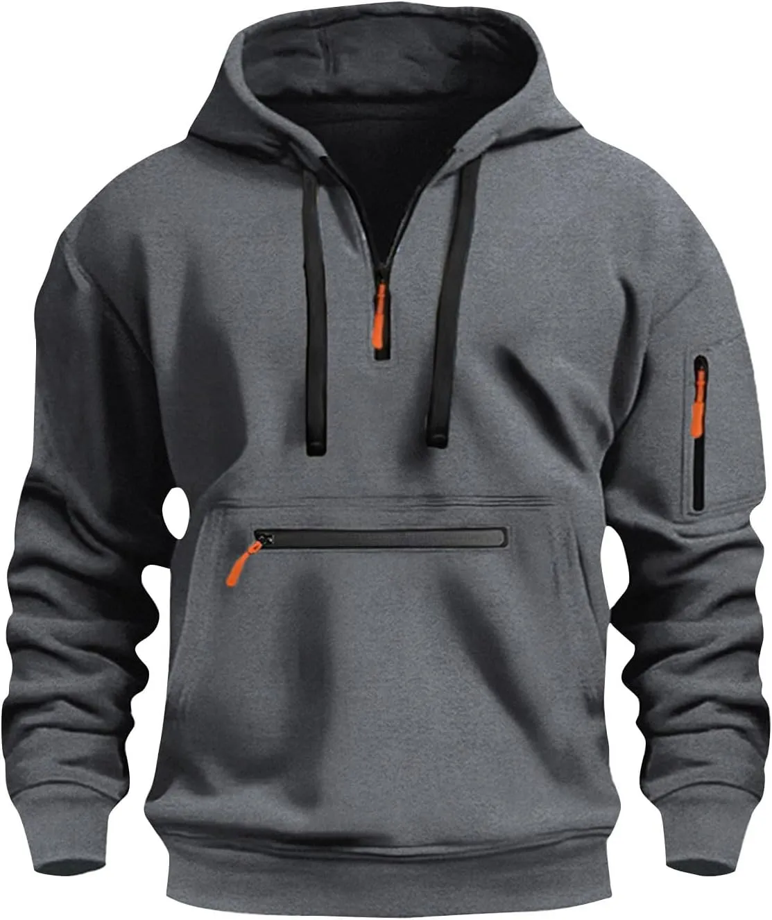 Tactical Hoodies for Men Outdoor Athletic Quarter Zip Pullover Winter Warm Long Sleeve Hooded Sweatshirt with Pockets