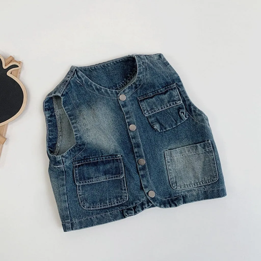 Taylor Retro Washed Denim Vest