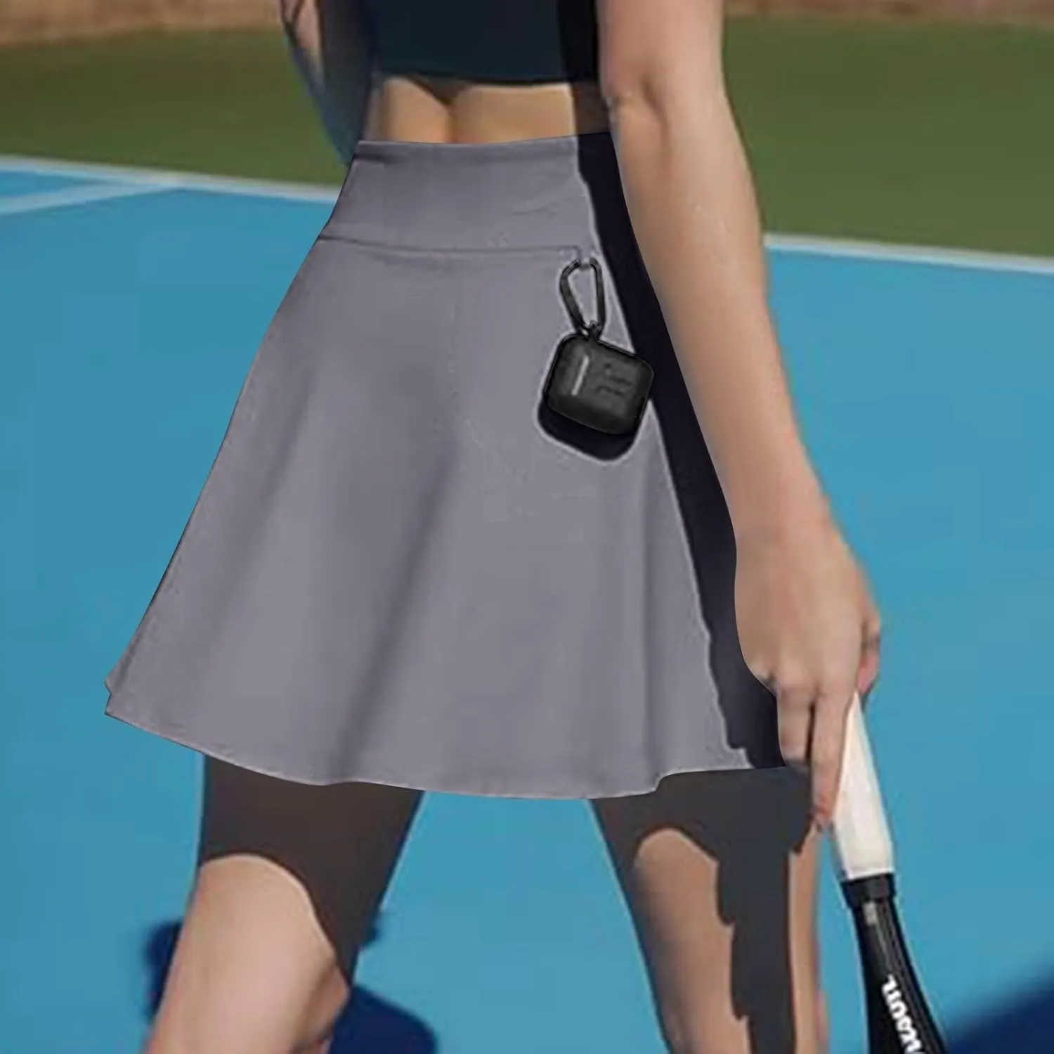 Tennis Skirts for Women with Shorts Solid Color High Waisted Side Split Pleated Skirt Athletic Golf Skorts