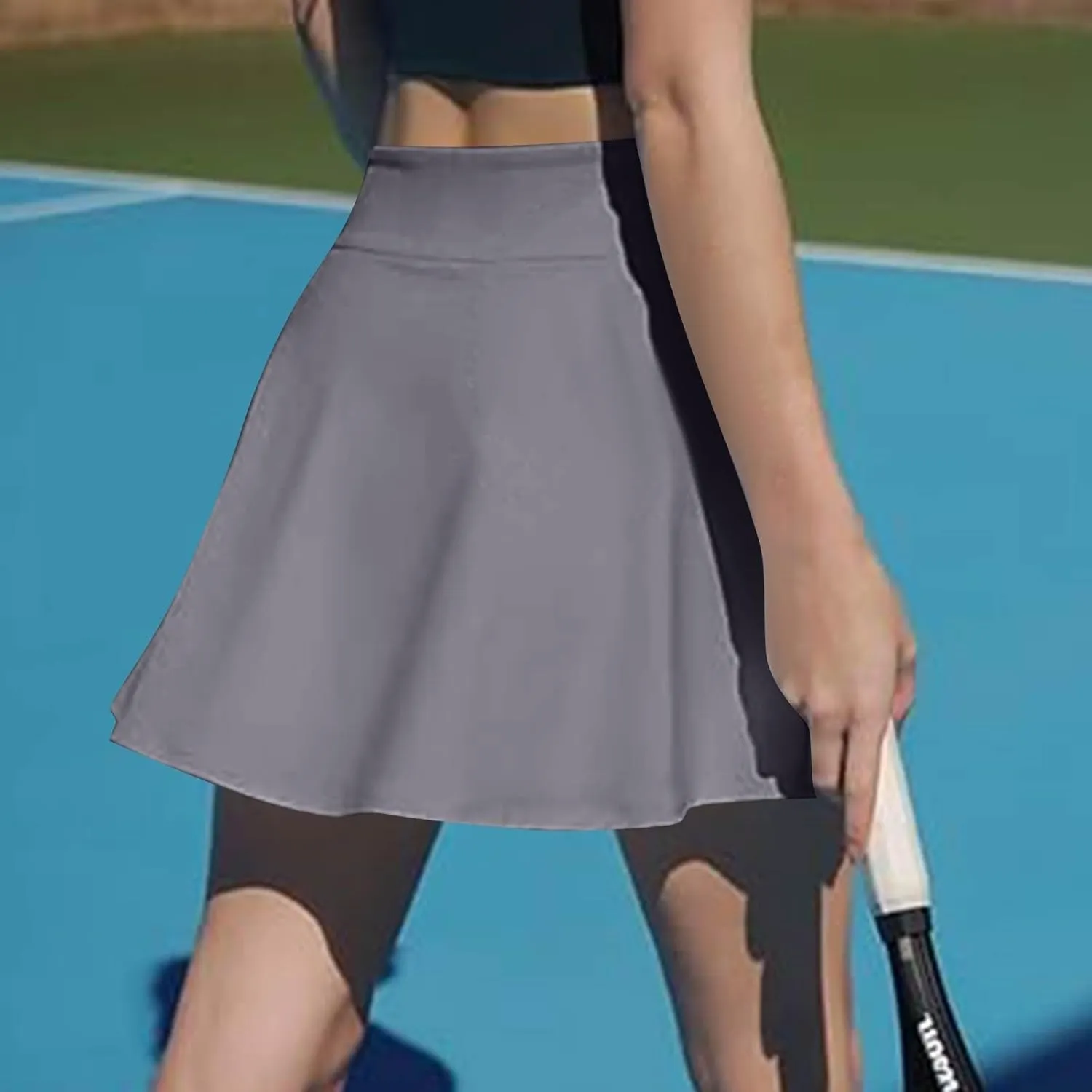 Tennis Skirts for Women with Shorts Solid Color High Waisted Side Split Pleated Skirt Athletic Golf Skorts