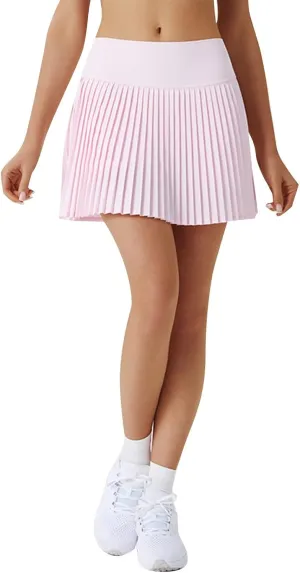 Tennis Skirts for Women with Shorts Trendy Pleated High Elastic Waist Sports Yoga Midi Skirts Flowy & Breathable