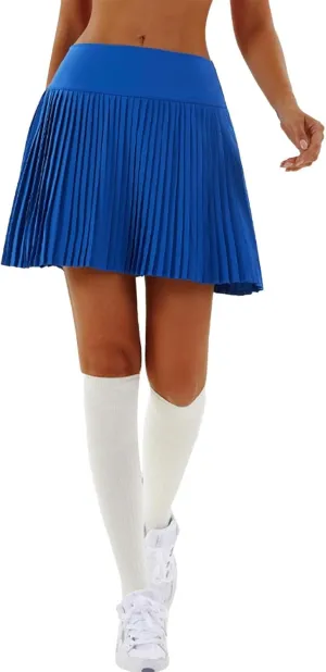 Tennis Skirts for Women with Shorts Trendy Pleated High Elastic Waist Sports Yoga Midi Skirts Flowy & Breathable