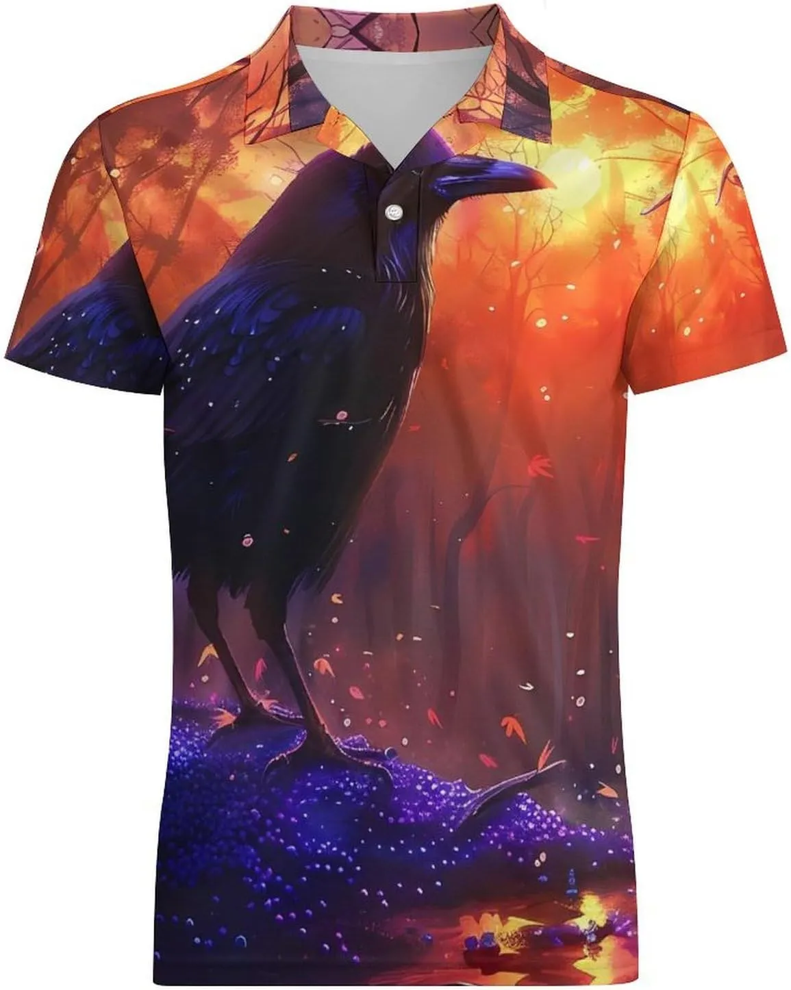The American Crow Men's Polo Shirt Short Sleeve Print T Shirt Slim Fit Golf Shirt Collared Tee Casual Top