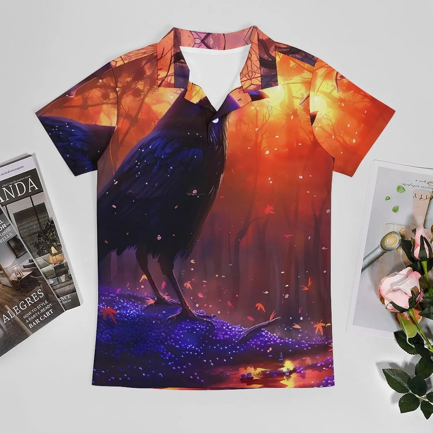 The American Crow Men's Polo Shirt Short Sleeve Print T Shirt Slim Fit Golf Shirt Collared Tee Casual Top