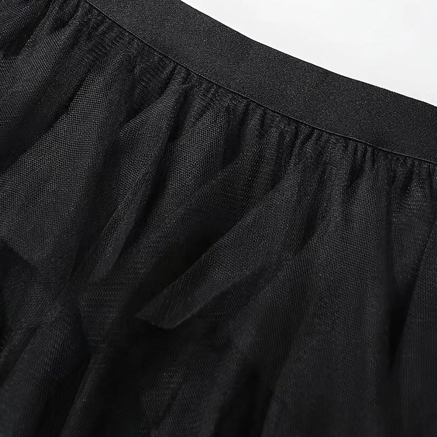 Tulle Skirts for Women Midi Long Fairy Tutu A-Line Mesh Layered High Elastic Waist Asymmetrical Pleated A Line Skirt