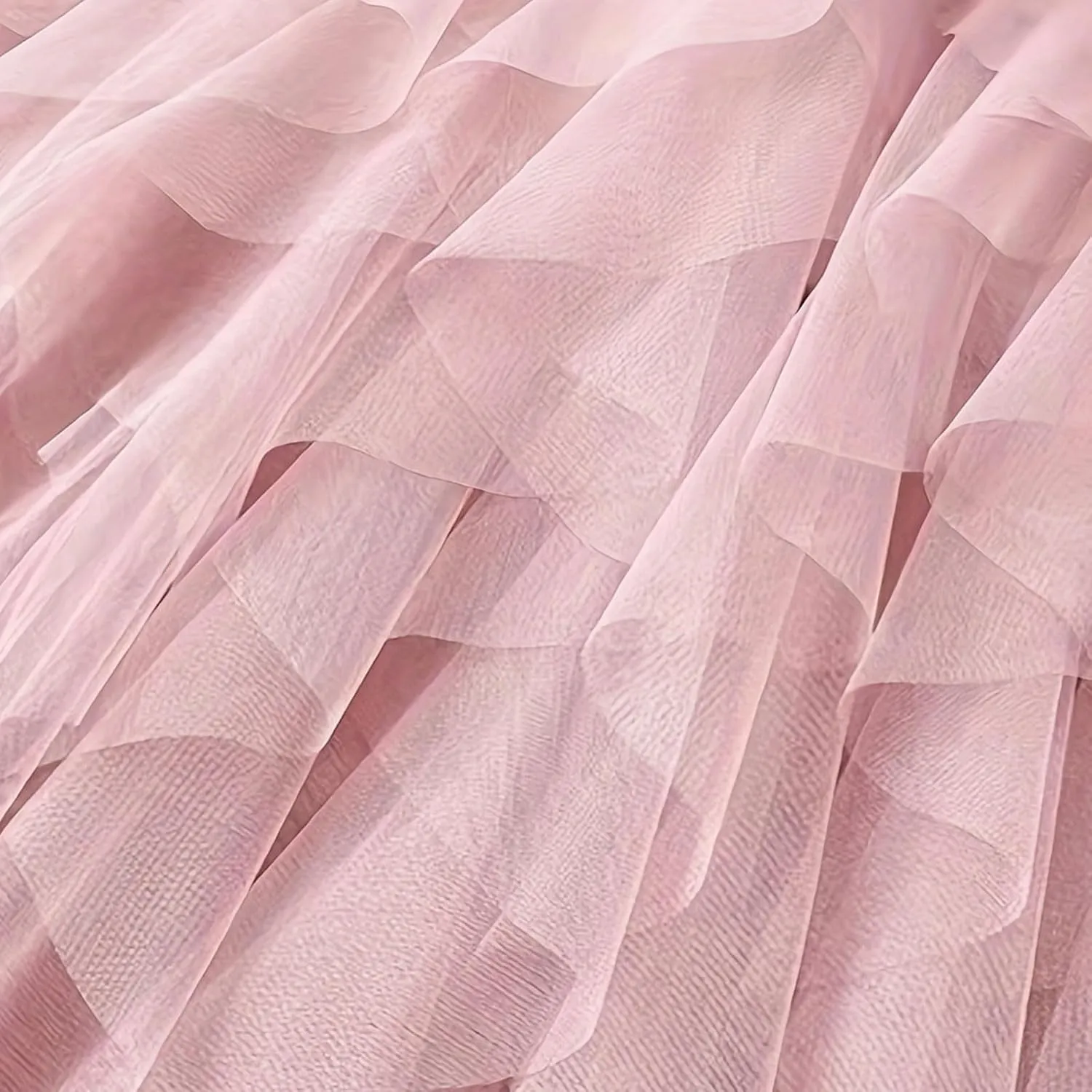 Tulle Skirts for Women Midi Long Fairy Tutu A-Line Mesh Layered High Elastic Waist Asymmetrical Pleated A Line Skirt