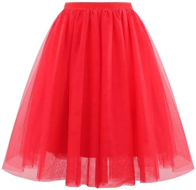 Tulle Skirts for Women Solid Color Fashion Layered Knee Length Mini Skirt 2025 Casual Cute Puffy Wedding Prom Skirts