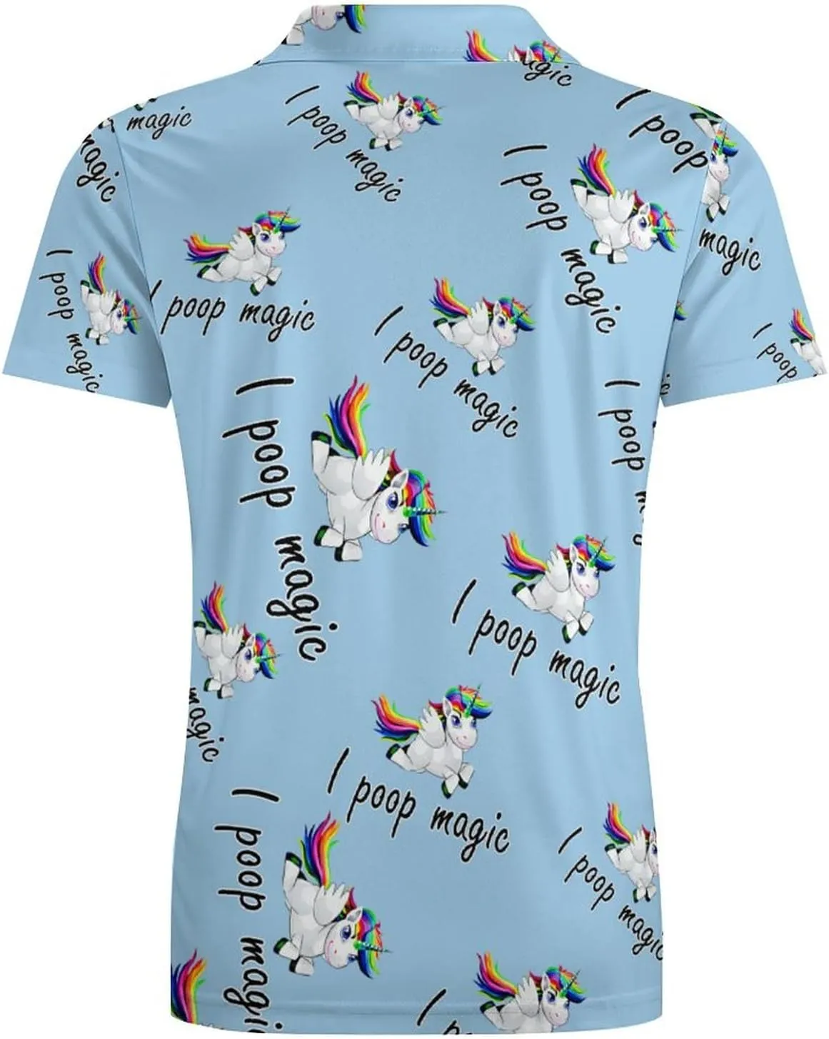 Unicorn I Poop Magic Men's Polo Shirt Short Sleeve Print T Shirt Slim Fit Golf Shirt Collared Tee Casual Top