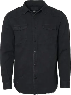 URBANJ Men's Distressed Denim Shirt Jacket