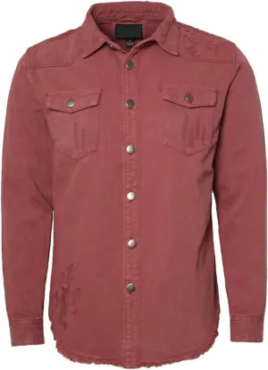 URBANJ Men's Distressed Denim Shirt Jacket
