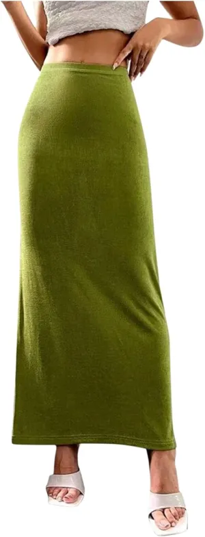 Velour for Ladies Fall Winter Maxi Long Midi Knee Length Loose Fit Pencil Basic Skirt Women 2025 Fashion Y2K