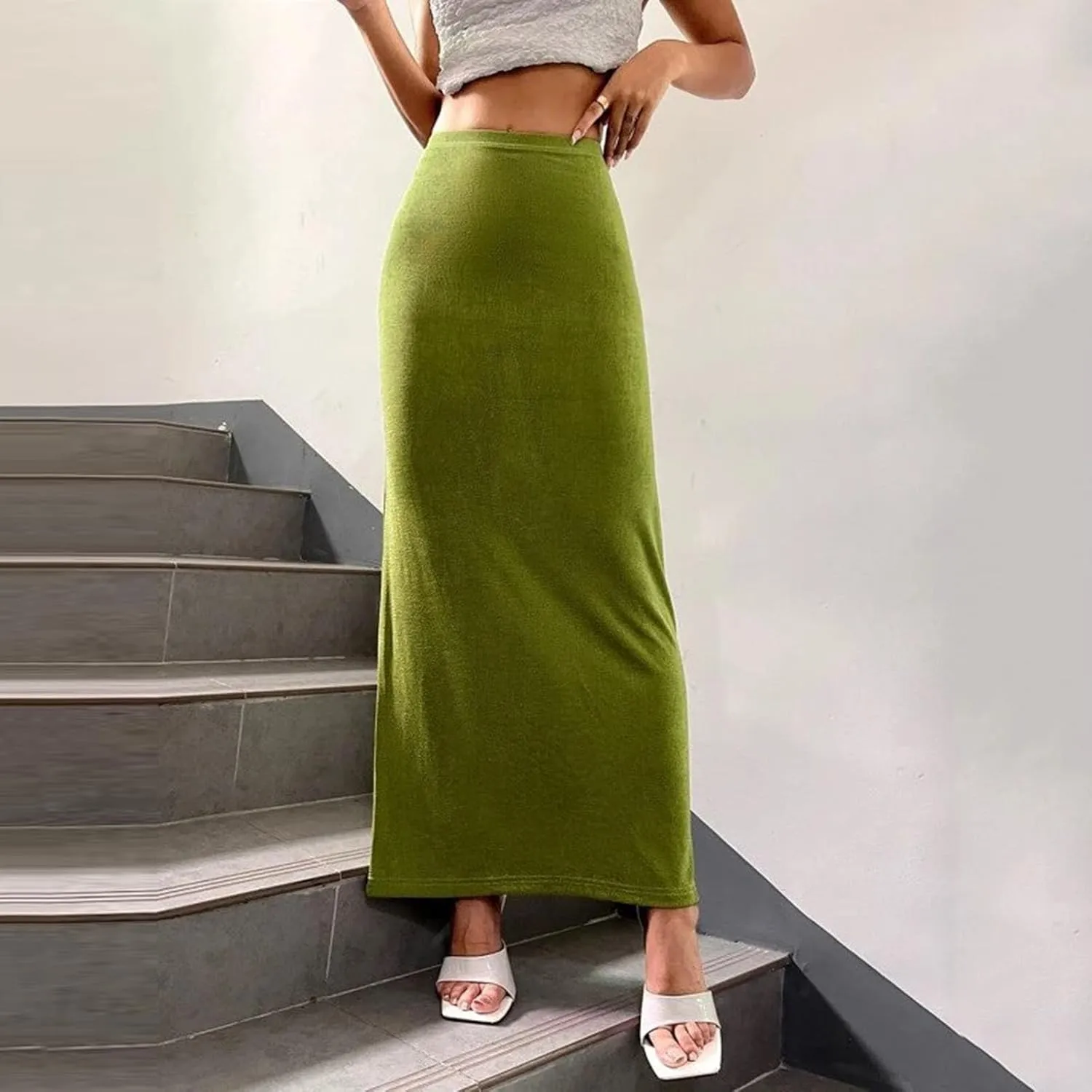 Velour for Ladies Fall Winter Maxi Long Midi Knee Length Loose Fit Pencil Basic Skirt Women 2025 Fashion Y2K