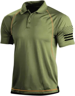 WENKOMG1 Mens Tactical Shirts,4th of July Polo Shirt Short Sleeve Patriotic Combat T-Shirt Quick Dry Military Tee Shirt