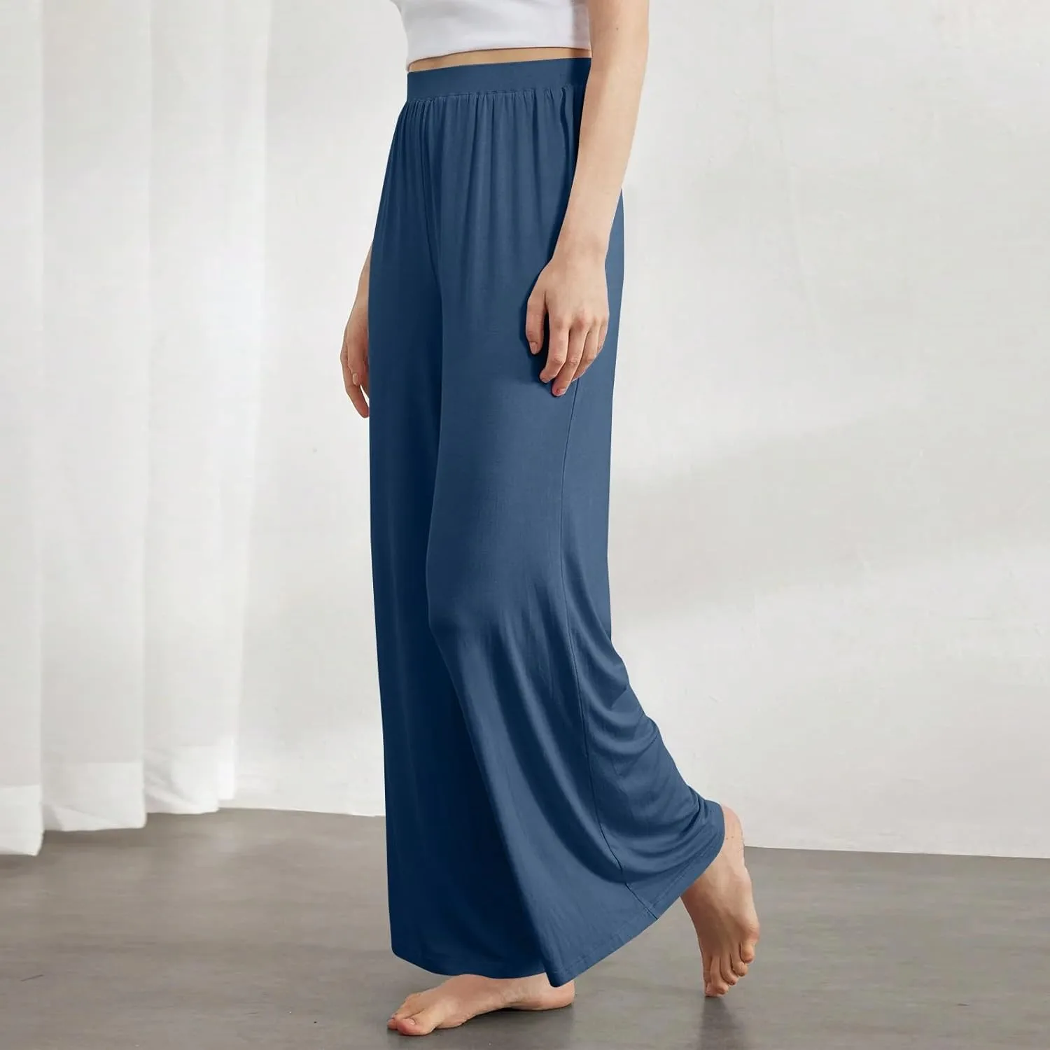 Wide Leg Dress Pants for Women High Waist Lounge Pants with Pockets Loose Stretch Dress Work Trouser Pants