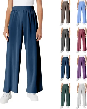 Wide Leg Dress Pants for Women High Waist Lounge Pants with Pockets Loose Stretch Dress Work Trouser Pants
