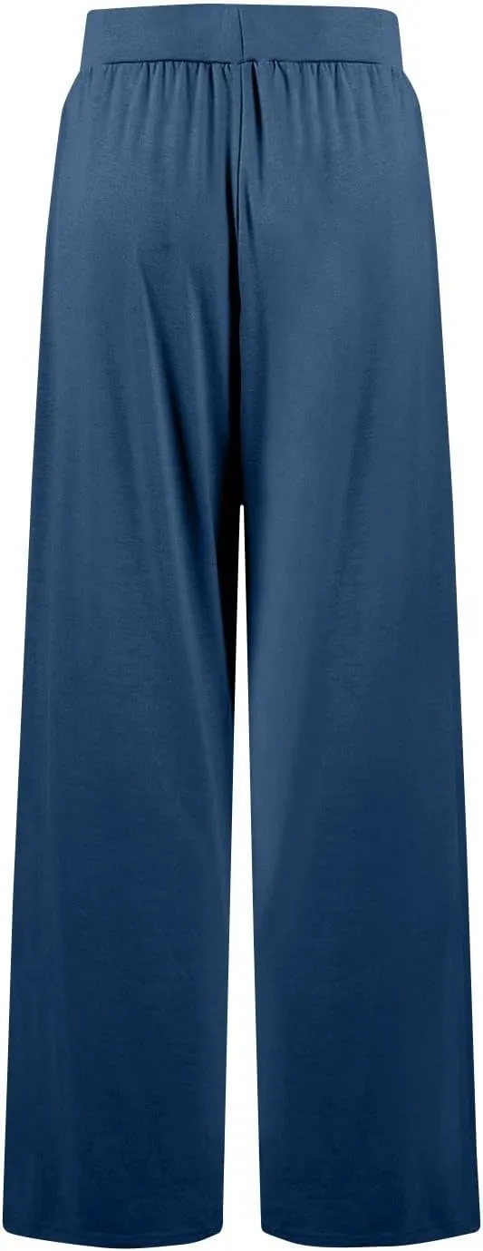 Wide Leg Dress Pants for Women High Waist Lounge Pants with Pockets Loose Stretch Dress Work Trouser Pants