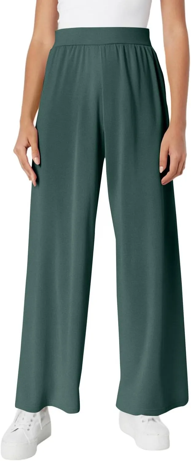 Wide Leg Dress Pants for Women High Waist Lounge Pants with Pockets Loose Stretch Dress Work Trouser Pants