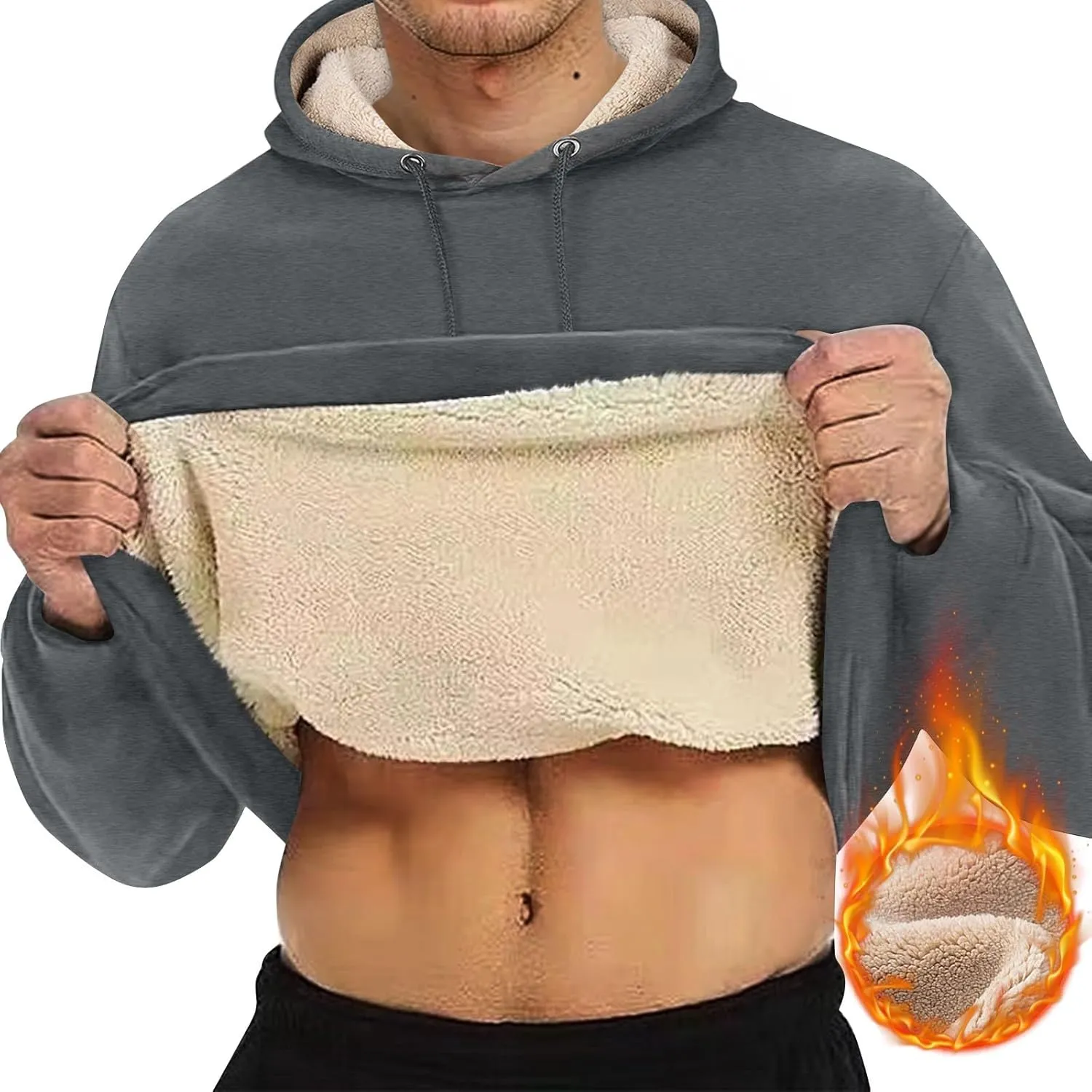Winter Hoodies For Men Fleece Pullover Men Mens Fleece Lined Sweatshirts Fleece Hoodie Men'S Fleece Crewneck Hoodie