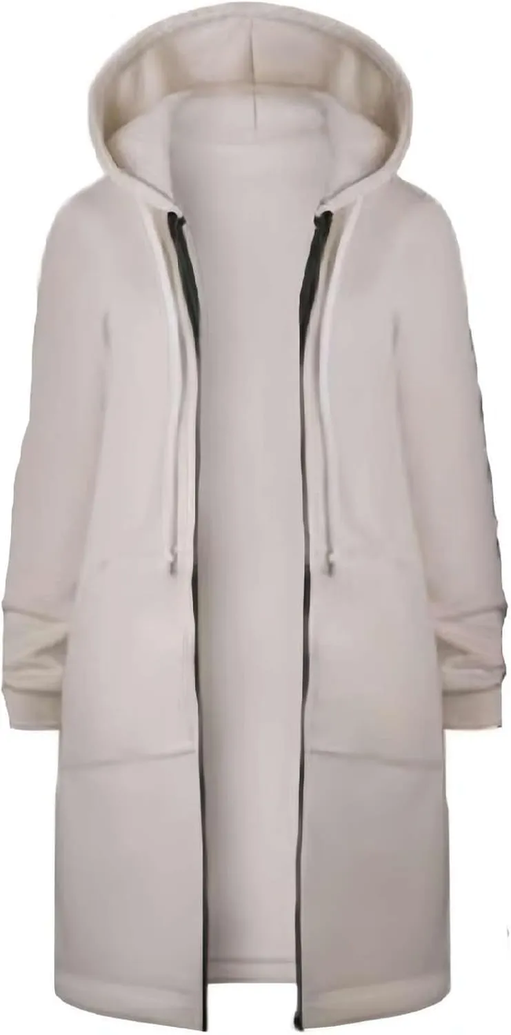 Women Casual Zip up Fleece Hoodies 2024 Spring Lightweight Tunic Sweatshirt Long Hoodie Jacket with Pockets