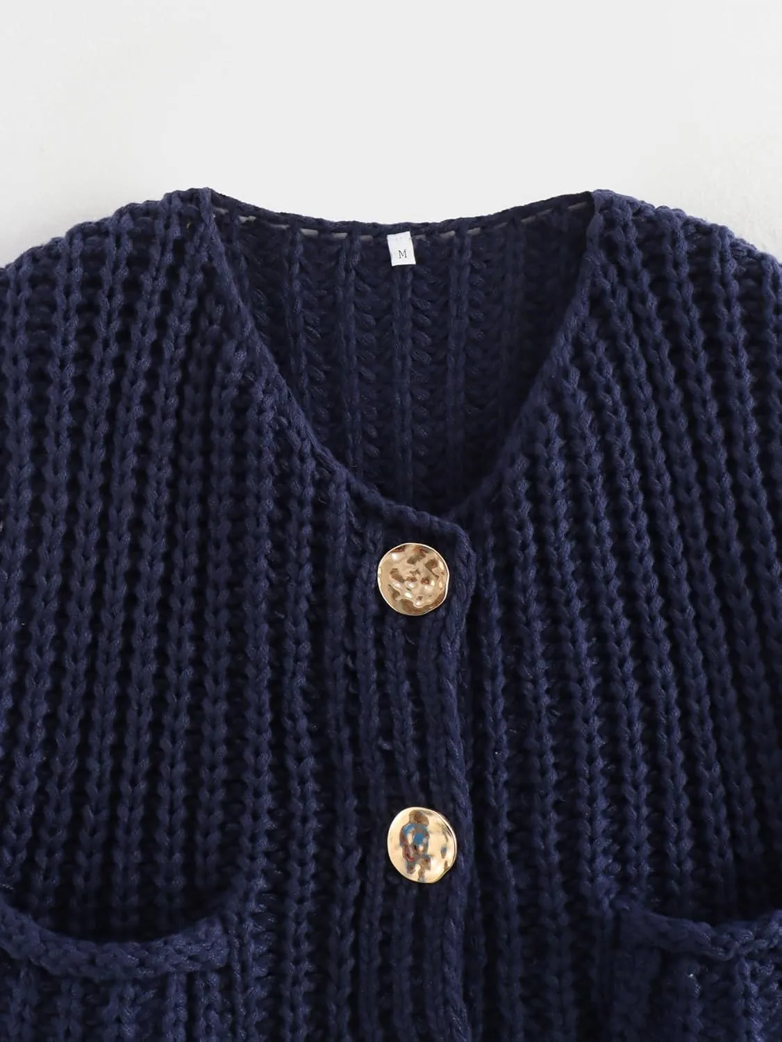 Women Crochet Knit Chunky Sweater Vest Button Down Sleeveless Knitted Crop Top Short Cardigan Vest with Pockets