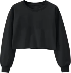 Women Cropped Crewneck Sweatshirts Fashion Teen Girls Y2K Clothes Casual Long Sleeve Pullover Tops Hoodies Fall Outfits