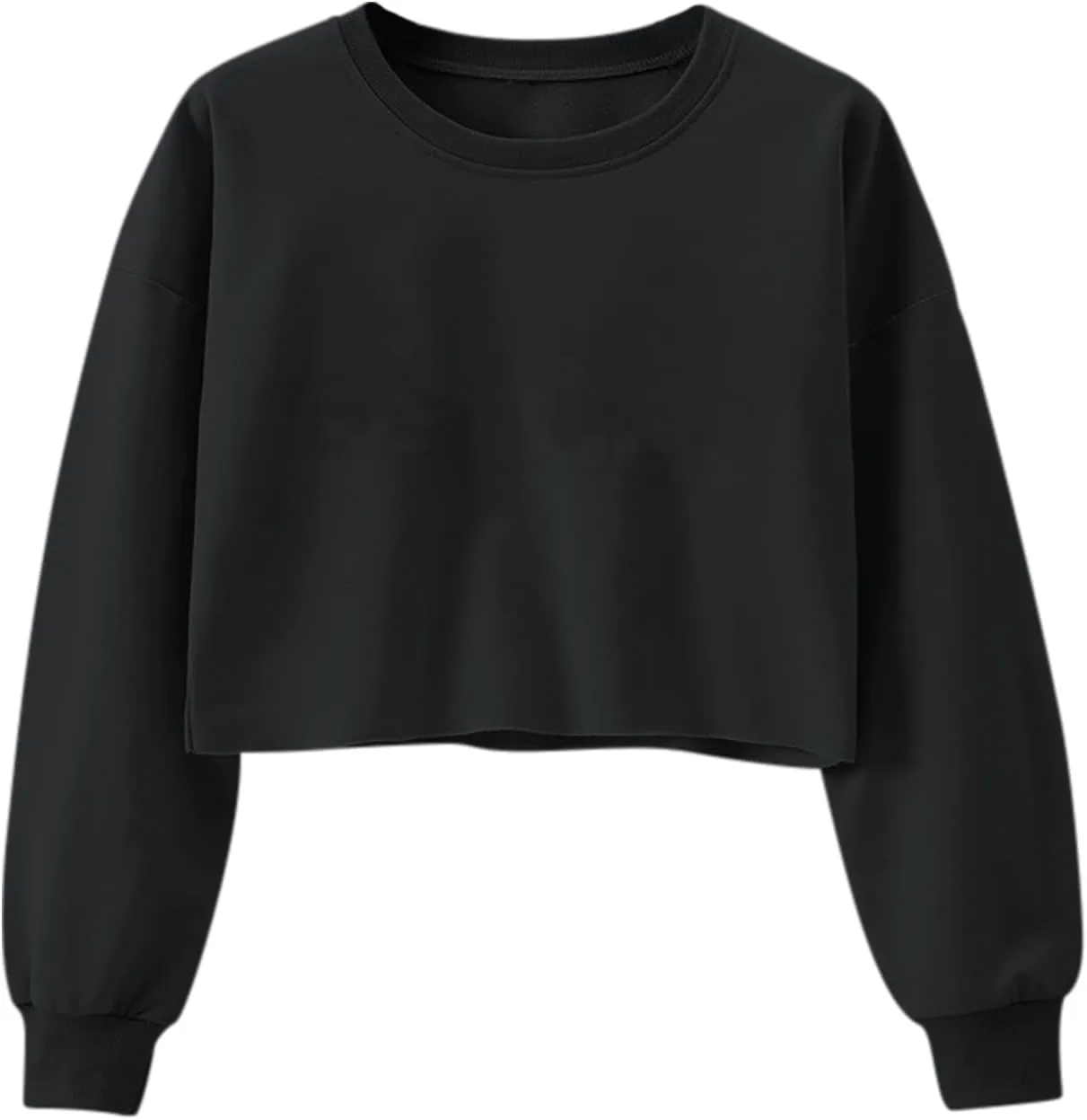 Women Cropped Crewneck Sweatshirts Fashion Teen Girls Y2K Clothes Casual Long Sleeve Pullover Tops Hoodies Fall Outfits