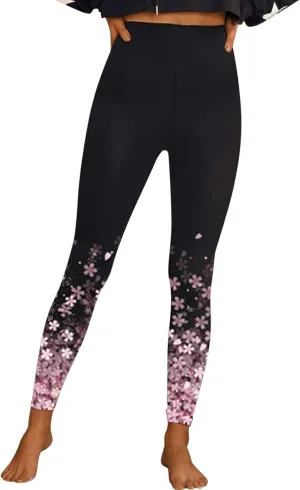 Women High Waist Sports Leggings Long Sports Print Trousers Tights Yoga Pants Stretch Training Trousers White Cotton
