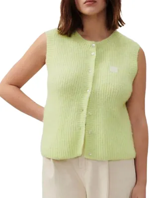 Women Summer Sweater Vest Button Down Round Neck Knitted Tank Top Y2k Sleeveless Sweater Cardigan